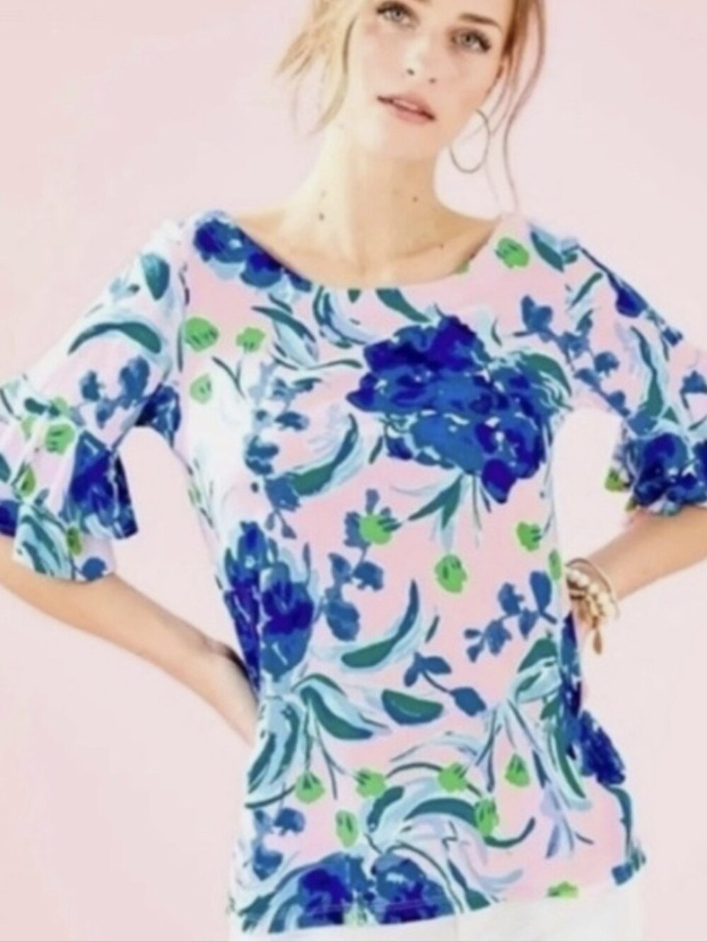 Lilly Pulitzer Sweet Pea Ruffle Sleeve Top